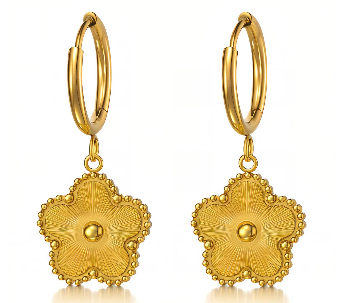 Golden Blossom Hoop Earrings