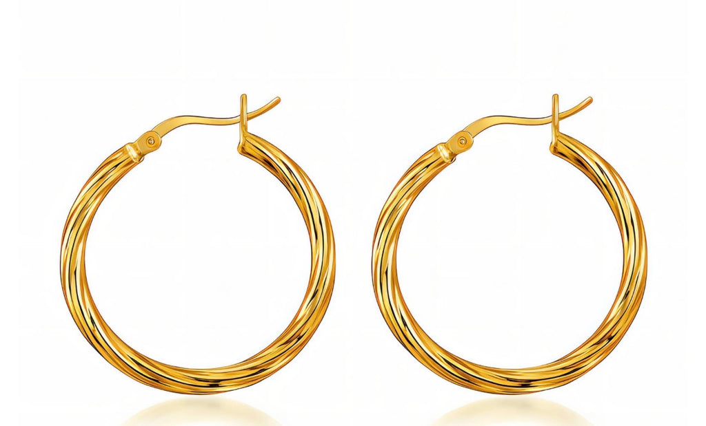 Gold Rope Hoop Earrings