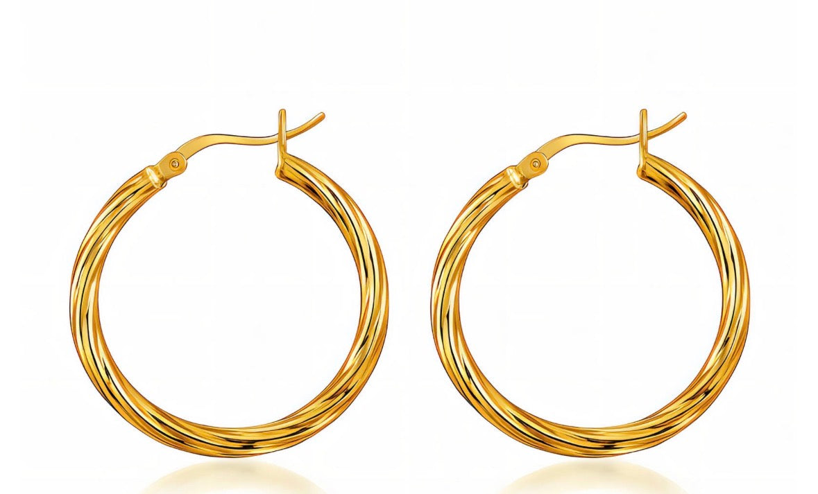 Gold Rope Hoop Earrings
