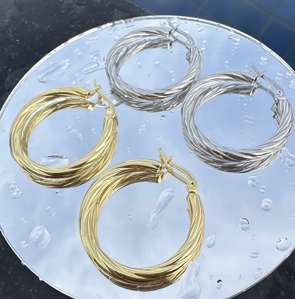 Gold Rope Hoop Earrings