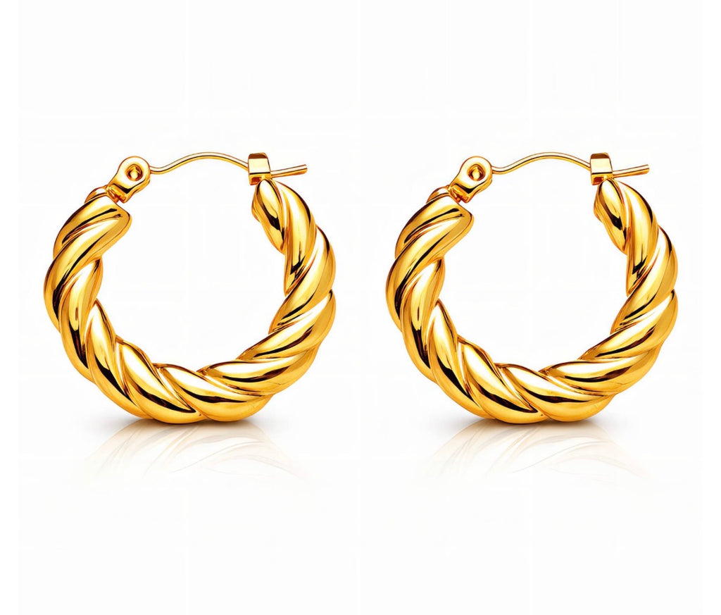 Gold Twist Hoop Earrings