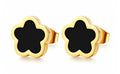 Classic Black Clover Stud Earrings