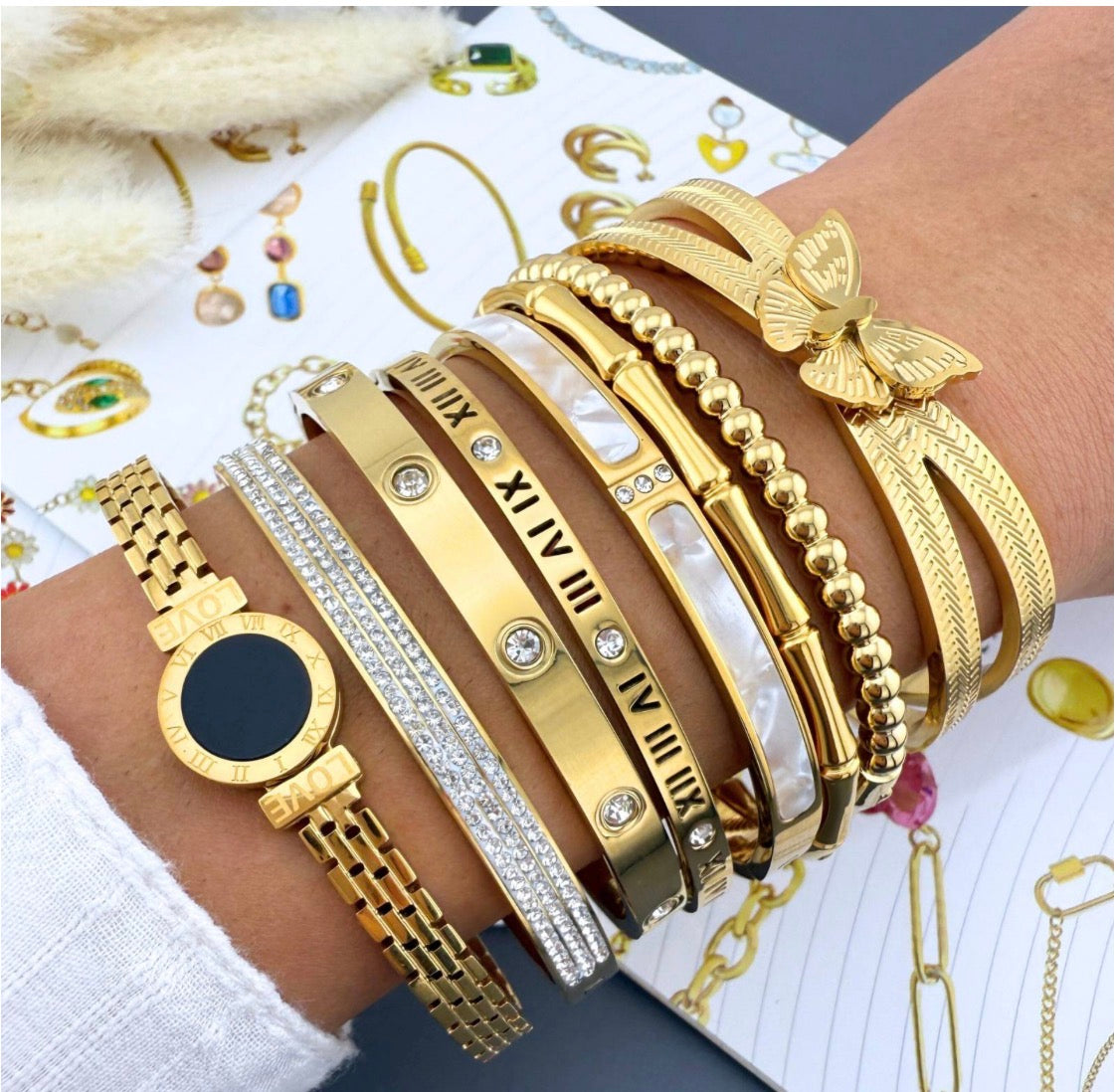 Roman Numeral Crystal Bangle