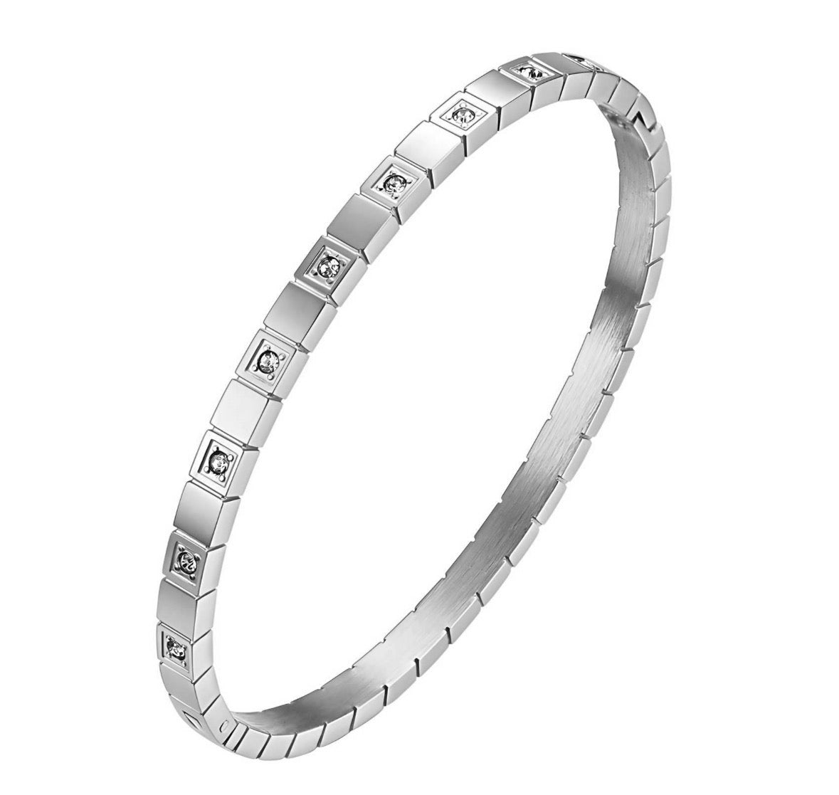 Modern Square Crystal Bangle Bracelet