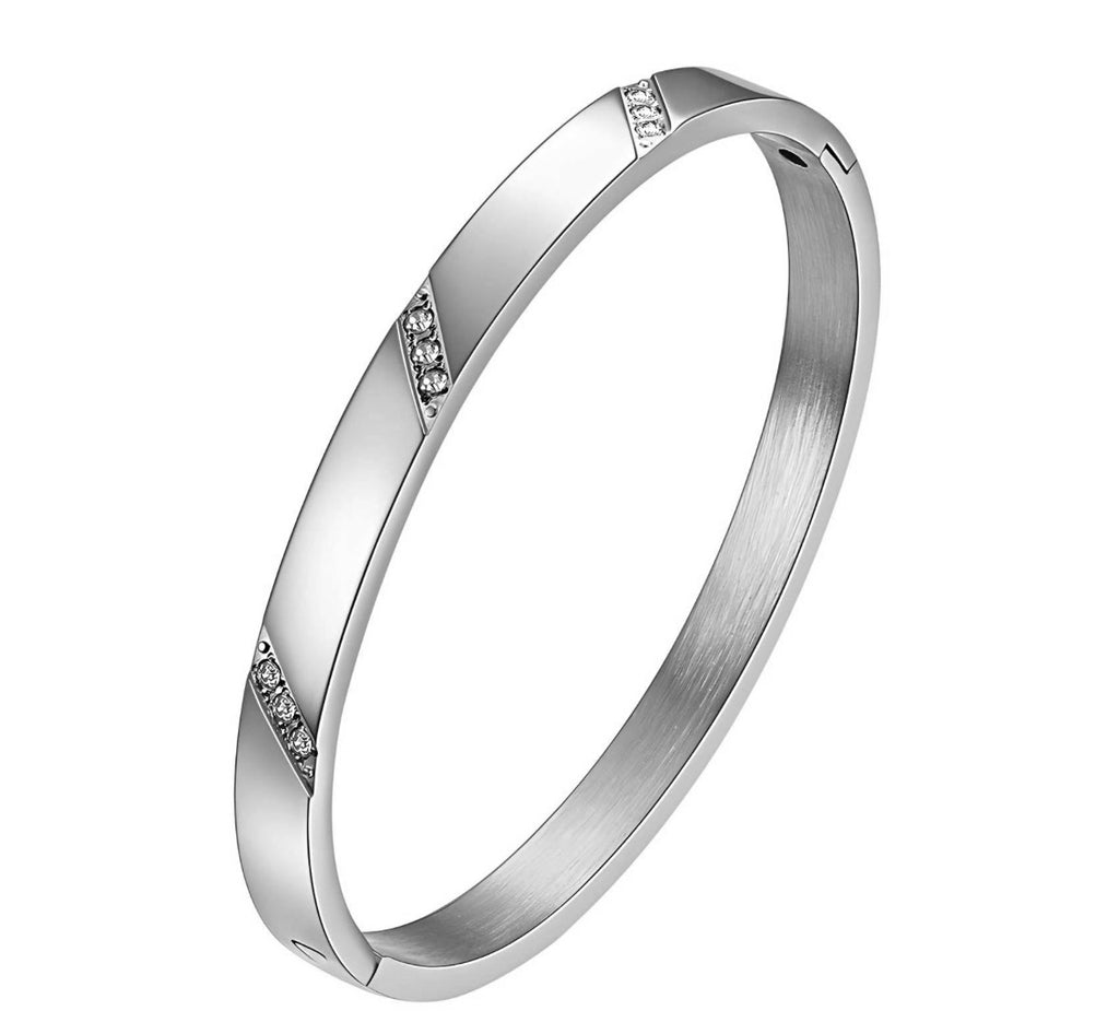 Everyday Luxe Crystal Bangle (Silver)