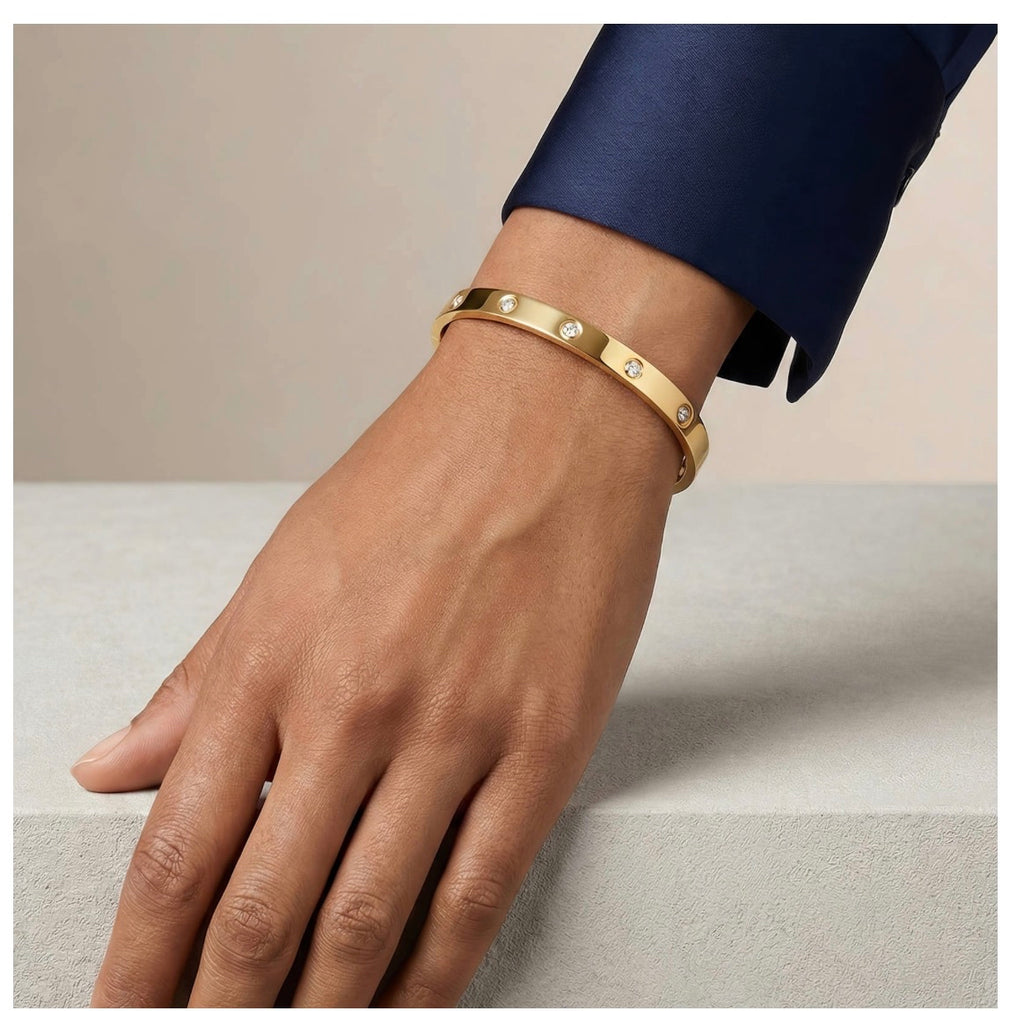 18K Gold Plated Crystal Bangle Bracelet